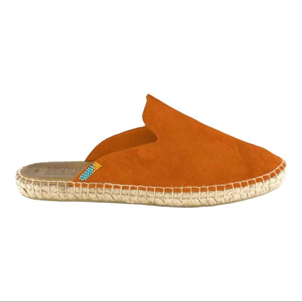 Ubuntu Life Flat Suede Espadrille Slide Mules Women Size 10 Brown